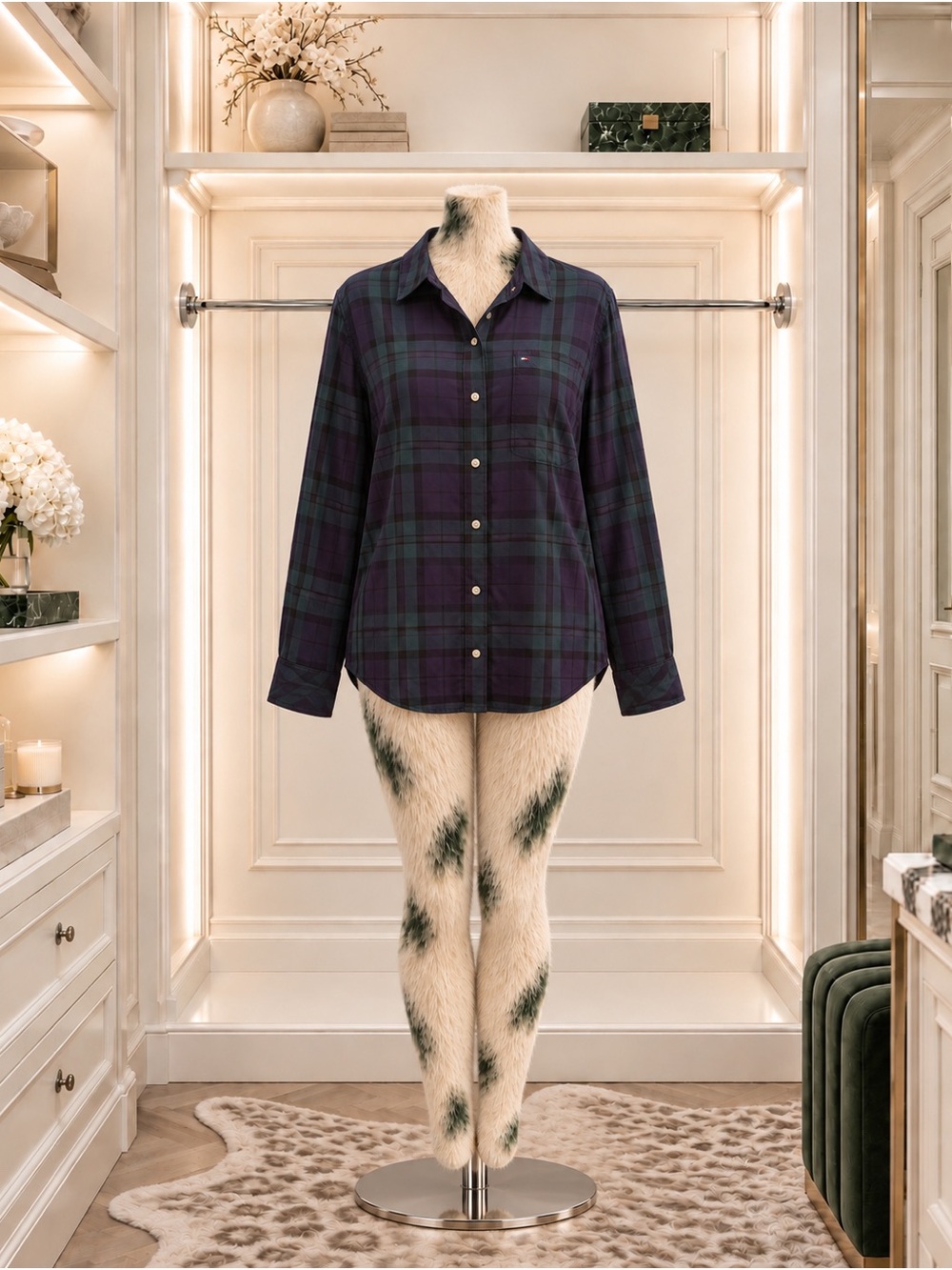 Tommy Hilfiger Plaid Button-Up Shirt, XL